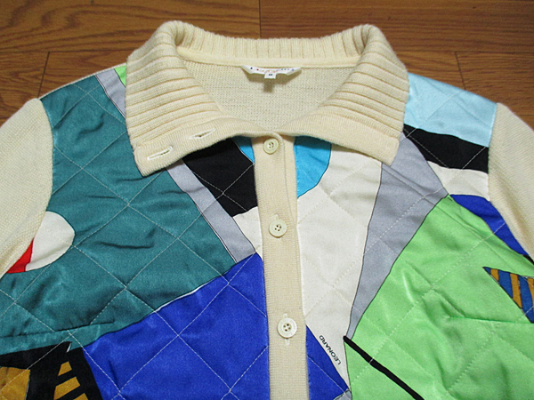 2520★レオナール LEONARD ニット×キルティング カーディガン M