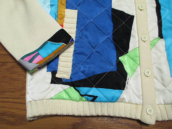 2520★レオナール LEONARD ニット×キルティング カーディガン M