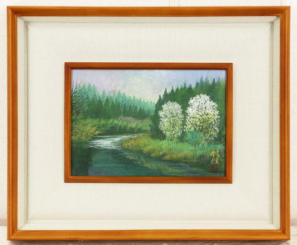 612889akC4 院友 松木秋佳 日本画SM「川辺」共シール 個展多数