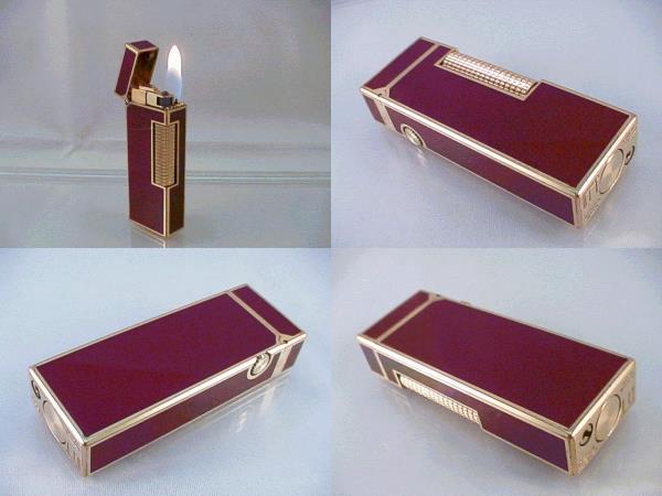 良品　着火OK　ボルドー×ゴールド　ダンヒルライター