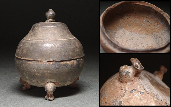 文化遺産オンライン 漢代 灰陶加彩 三足有蓋香炉（206 BCE–220 CE）