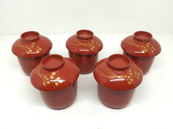 輪島塗 吸物椀 未使用 - 小吸物椀 メルカリ 木箱入 5客揃 蓋