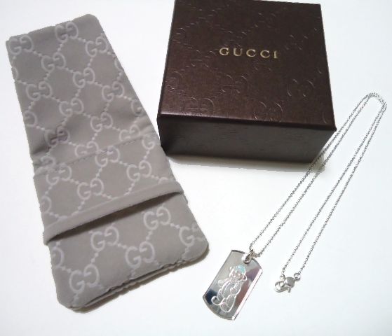 新品正規GUCCI グッチ シルバードッグタグ くまネックレス