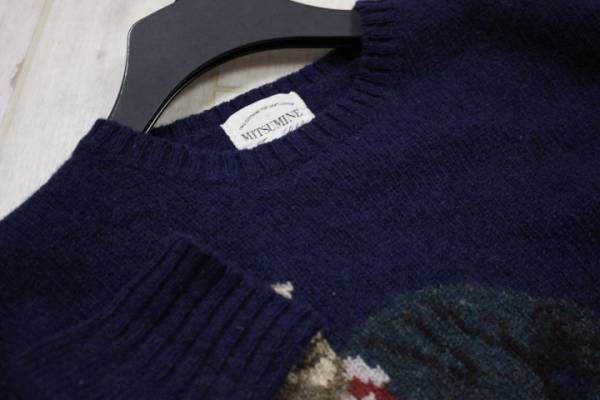 DC66◎ミツミネ PURE SHETLAND ゴルフ柄 ニットセーターM