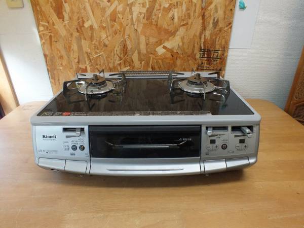 ホース付 左強火 都市ガス テーブル ガラス RTS-S660VCTS-L リンナイ 中古