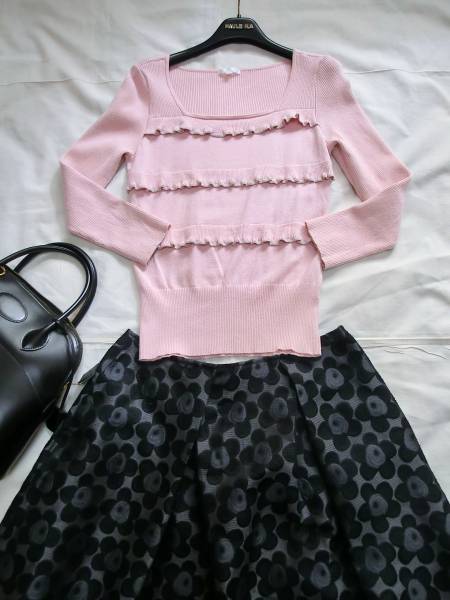 TOBECHICトゥービーシック◎フリル付きピンクニットⅡ