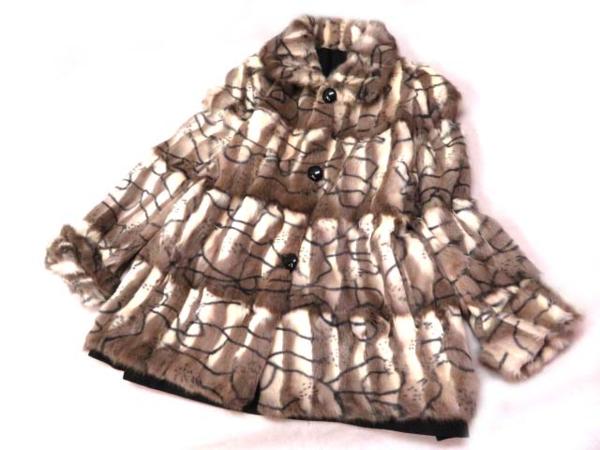 極美品▽リス×シルク 総柄デザイン リバーシブル 毛皮コート 軽量 保温 