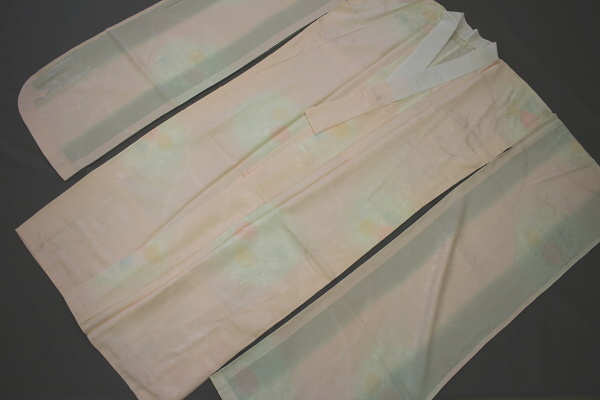 【凛々】中古品正絹振袖用長襦袢ピンクぼかし裄69cm　1円スタート－５R