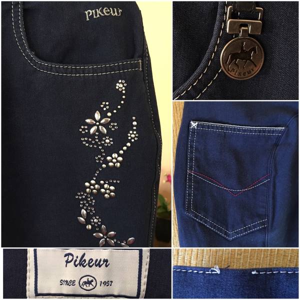 Pikeurピカー★ジーンズ風ひざ革キュロット38号相当