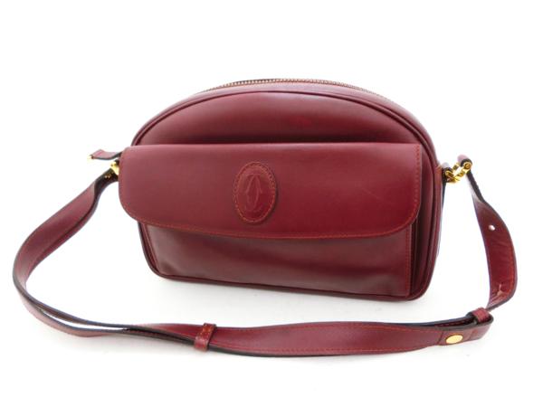 ◆AB2513 Cartier カルティエ マスト レザー ボルドー ショルダー バッグ !!