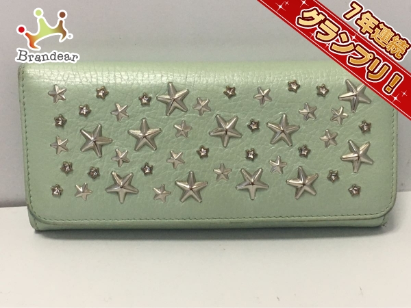 ジミーチュウ 長財布 フィリッパ ライトグリーン×シルバー
