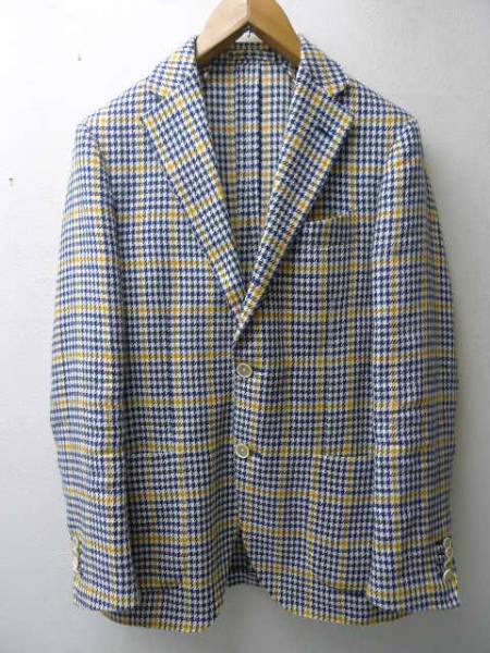 国内正規 ラルディーニ LARDINI 配色良好 グレンチェック リネン混ぜ 春夏　ジャケット 44 美品