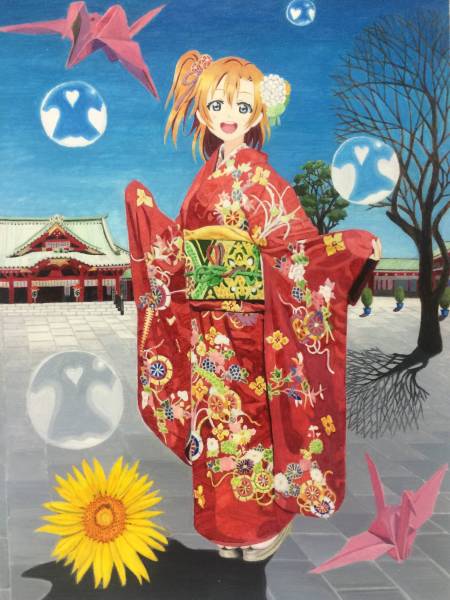 手描きイラスト ラブライブ M S 高坂穂乃果 晴れ着 神田明神 初詣 手描きイラスト 売買されたオークション情報 Yahooの商品情報をアーカイブ公開 オークファン Aucfan Com