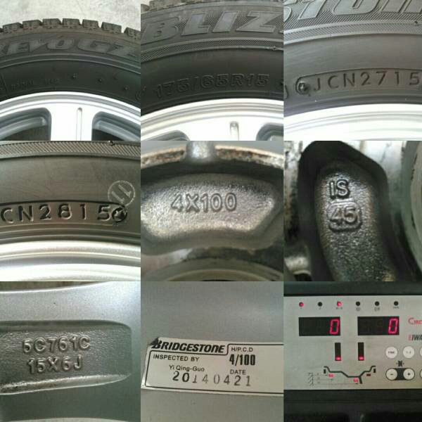 【売切】◆美品◆175/65R15 ブリザック/REVOGZ PCD100 15x6J IS45 BS/FEID_3
