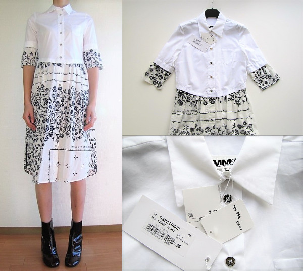 新品*定6.6万*メゾン マルジェラ*清楚*可愛いフレアーワンピース*羽織 Aライン*春夏*36*