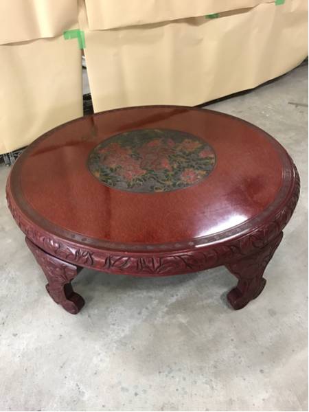 円卓 座卓 家具 彫刻 彫り物 和室 インテリア 古い テーブル