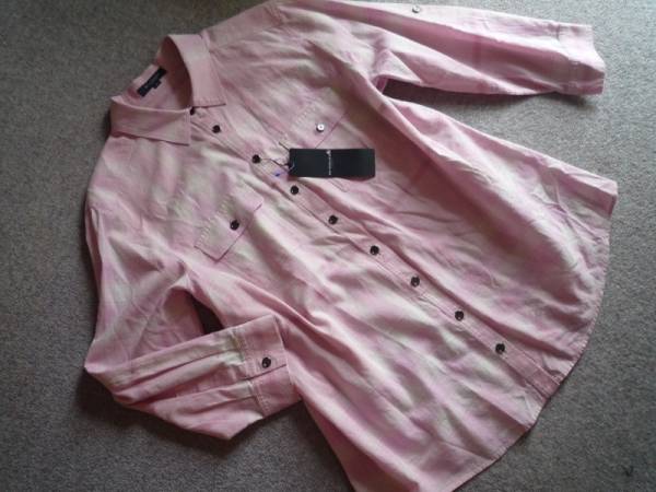 大きいサイズ バーバリー 麻入りチェックロールアップシャツ 48