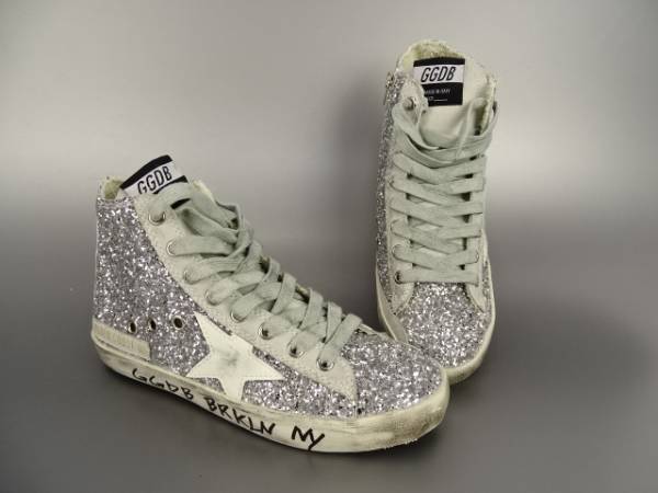 GGDB FRANCY HI SP SILVER 36 23 ハイカット スニーカー シルバー ラメ スパンコール グラフィティ 限定 レザー スター ゴールデングース