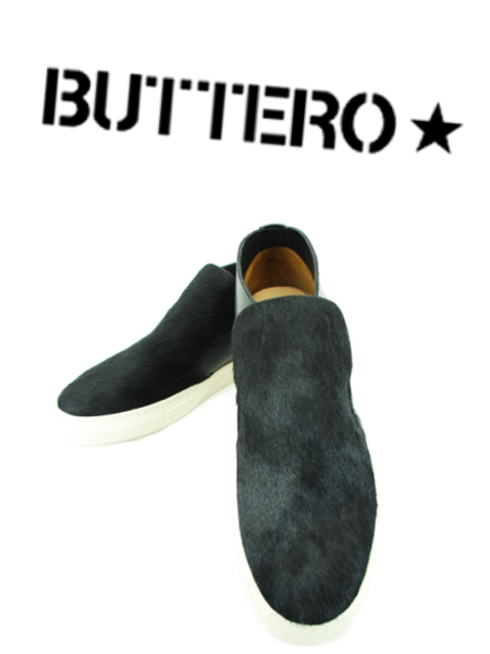 【新作，最新作】 BUTTERO ブッテロ ハラコ&times;レザースリッポン 40.5/26.0㎝ 26.5㎝ 黒&times;白 ブラック&times;ホワイト レザースニーカー レザーブーツ(男性用)｜売買されたオークション情報、yahooの商品情報をア 靴