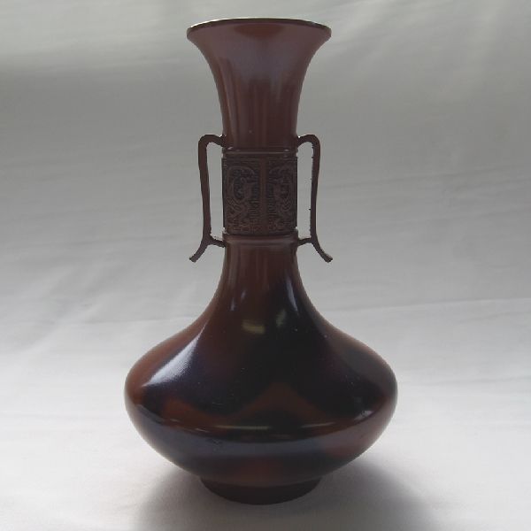 勝峰作 鋳銅花瓶 高さ21.5cm 花器 アンティーク 置物 銅 【中古美品
