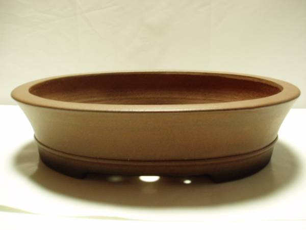 ※　[中野行山]　小判下帯鉢３３．８ｃｍ