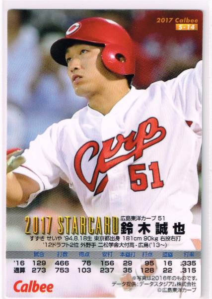 2017 カルビー プロ野球チップス カード 第1弾 スターカード 金サイン