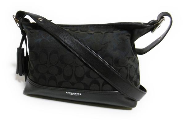 1円COACH　コーチ　シグネチャー　キャンバス×レザー　ショルダーバック　２５６６４　黒