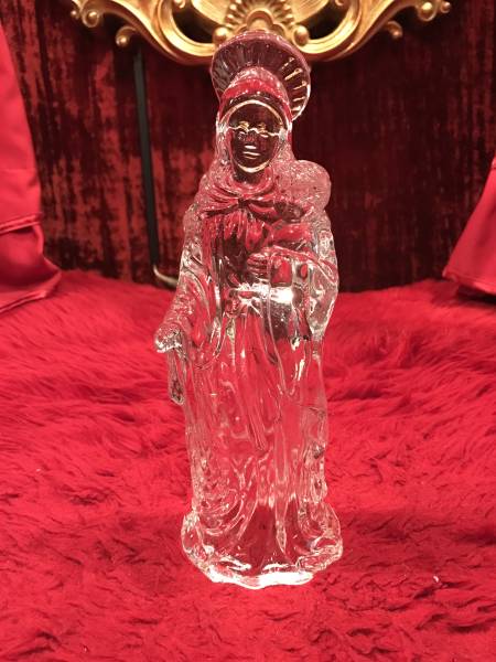 【新品】クリスタル　聖母　マリア　クロス　十字架　キリスト　インテリア　置物 西洋　ヨーロッパ　アンティーク　ガラス　イタリア