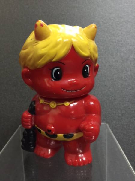 赤鬼 赤おに ソフビ人形 高さ 11．4cm 当時物 現状 詳細不明