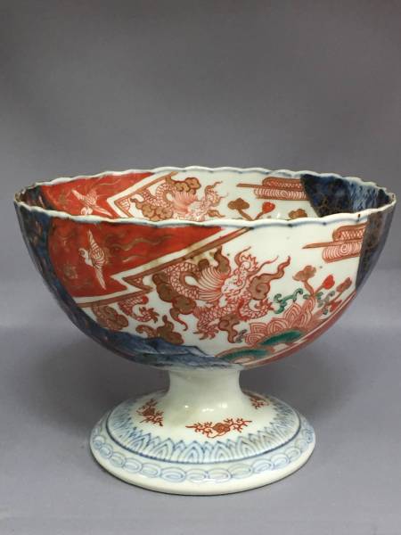 杯洗□古伊万里染付人物絵盃洗 江戸時代後期 竹 鳥 酒器 古美術 時代物