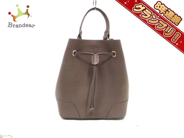 フルラ ハンドバッグ 美品 ステイシー ブラウン レザー FURLA