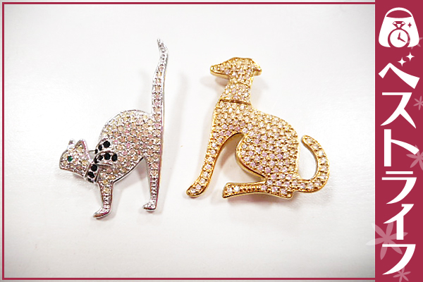 1円 本物 ディオール 犬・猫型ブローチ Ｄｉｏｒ 【022】
