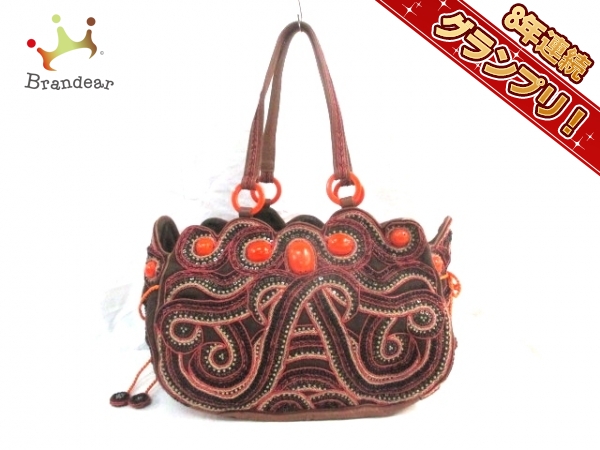 ジャマンピエッシェ トートバッグ ダークブラウン×オレンジ×黒