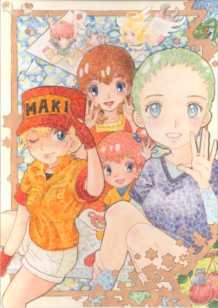 銀河漂流バイファム 手描きイラスト 色紙 原画 同人手描きイラスト ☆ 銀河漂流バイファム☆カチュア、マキ、その他