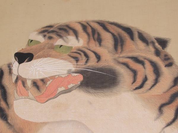 葵】円山応挙 真筆肉筆 極彩画 竹猫虎画掛軸 絹本(花鳥、鳥獣)｜売買