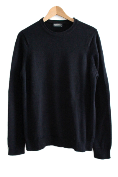 ジョンスメドレー◆クルーネック コットン ニット ダークネイビー Mサイズ セーター