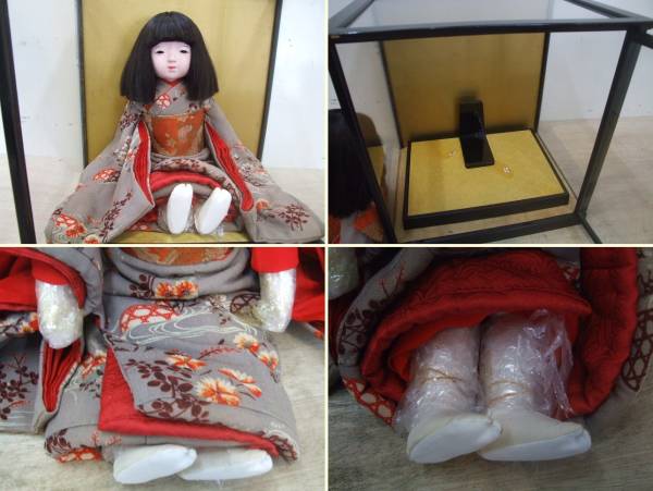 T0539☆ 市松人形 女の子 46cm ガラスケース入り