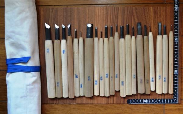 本職用彫刻刀種々 21本完全セット 　