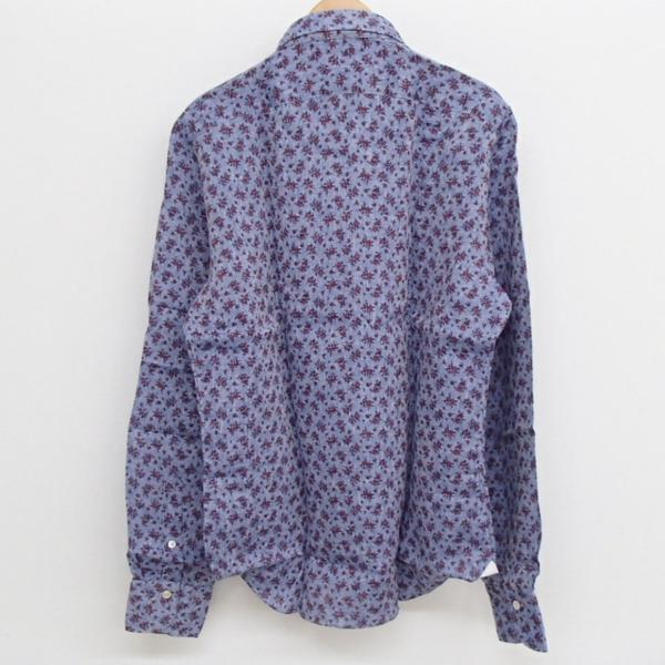 【未使用□定価3万7800円】Finamoreフィナモレ 花柄シャツ15 3/4/40 ブルー/レッド トップス