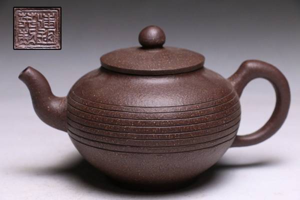 中国古玩 煎茶道具 朱泥急須紫砂壺 幅18cm CT49YY12A