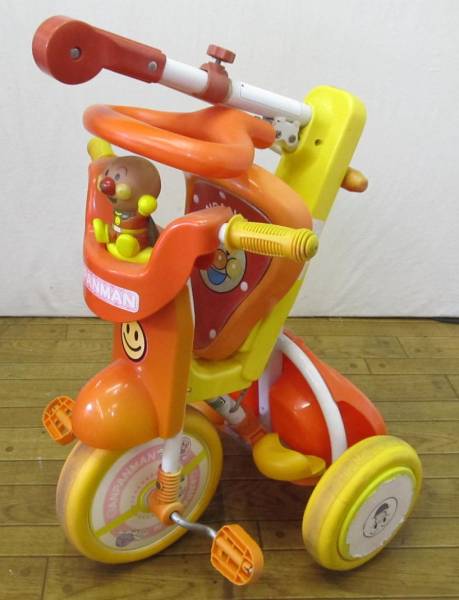 ○ アンパンマン 折りたたみ 三輪車 かじとり押し棒付き ○