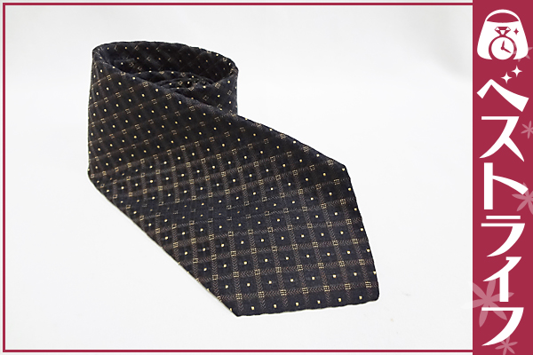 1円 本物 キートン シルク100％ネクタイ チェック柄 茶黄色【013】