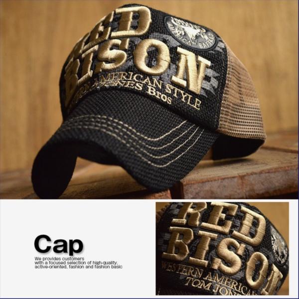 RED BISON 麻素材 メッシュキャップ メンズ レディース 帽子 野球帽 7683-916 01 ブラック 7999569