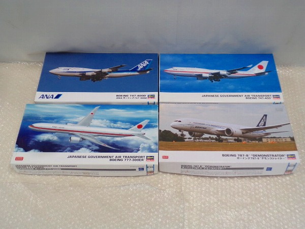 ハセガワ 1/200 ANA ボーイング747-400D.日本政府専用機 ボーイング777-300ER.747-400.ボーイング787-8 デモンストレイター