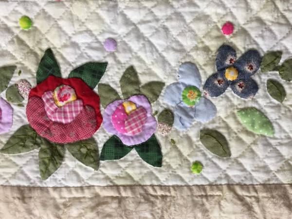 バラの花 アップリケ パッチワークキルト ハンドメイド