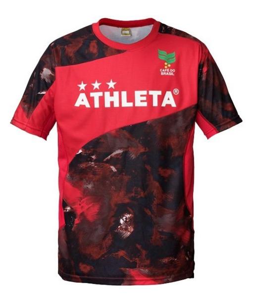 新品即決ATHLETAアスレタ 総柄プラクティスシャツ Mサイズ レッド 03296-50-M