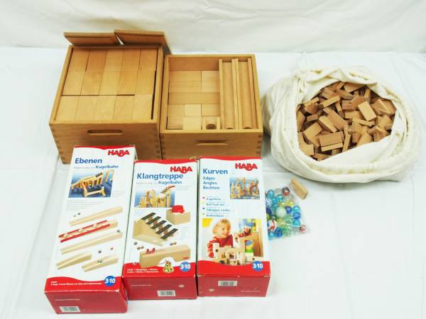 ドイツ ハバ社 クーゲルバーン＆特注 積み木＆ドミノ 大量◆玉の道 ピタゴラスイッチ