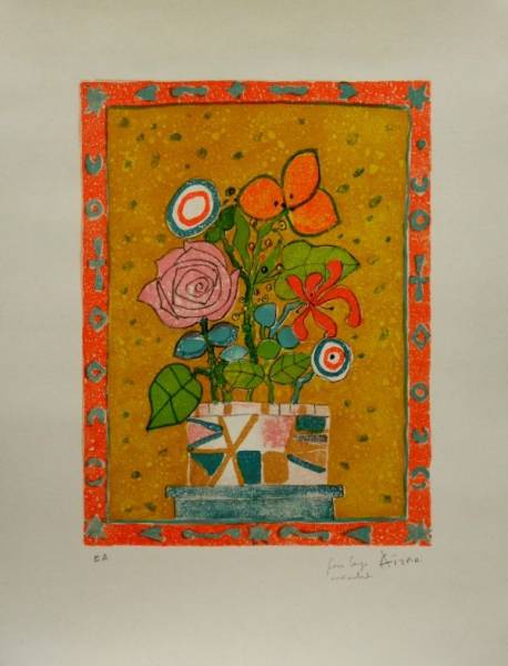 アイズピリ 直筆サイン リトグラフ 「花瓶の花」 版画 ホビー アイズピリ 直筆サイン リトグラフ 「花瓶の花」 版画 ホビー