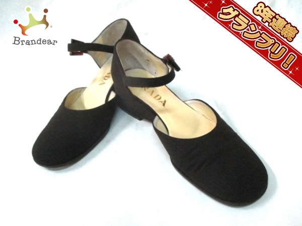 プラダ シューズ 36 レディース ダークブラウン ウェッジソール