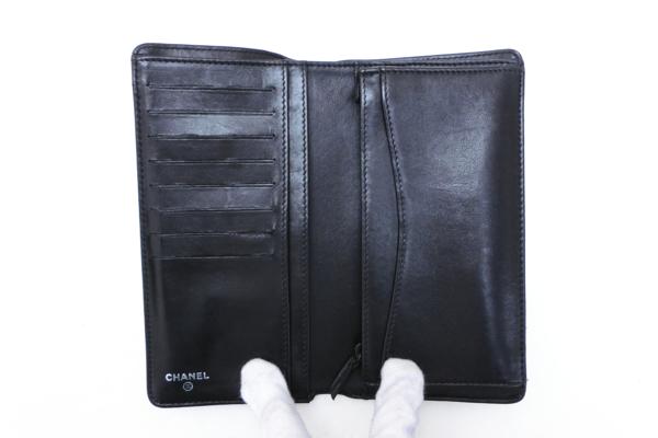 ◆AB3212 CHANEL シャネル Vステッチ レザー 二つ折り 長財布 レア 良品